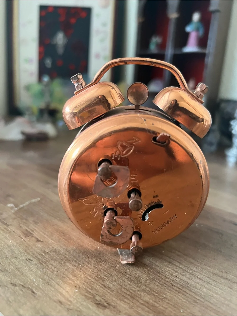Copper-Tone Twin Bell Wall Clock Accent